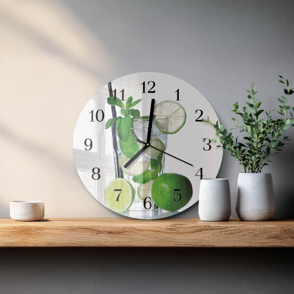 Wanduhr rund Limette und Minze