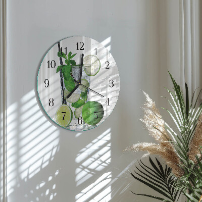 Wanduhr rund Limette und Minze