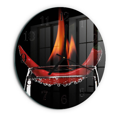 Wanduhr rund Chili-Feuer