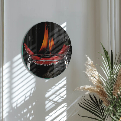 Wanduhr rund Chili-Feuer