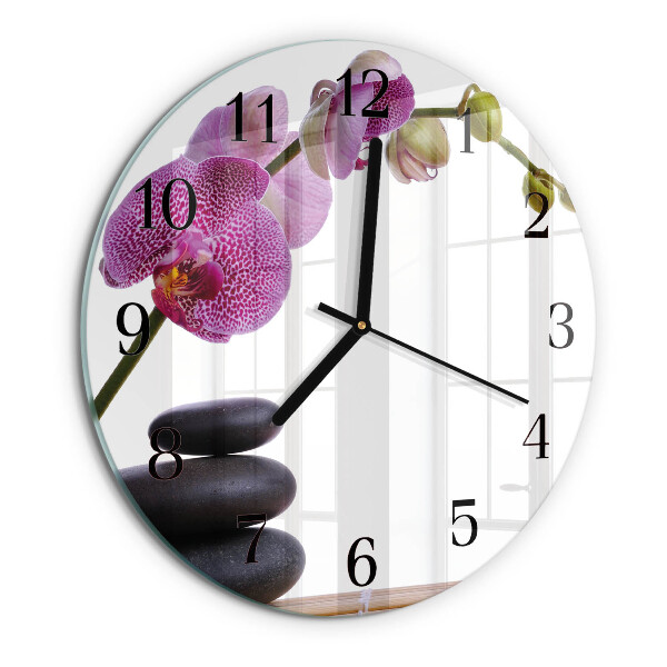 Wanduhr rund Orchidee
