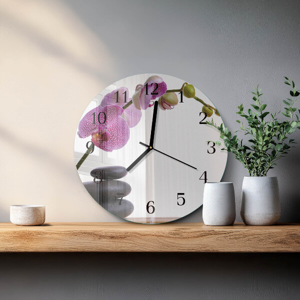 Wanduhr rund Orchidee