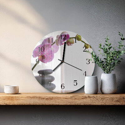Wanduhr rund Orchidee