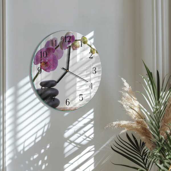 Wanduhr rund Orchidee