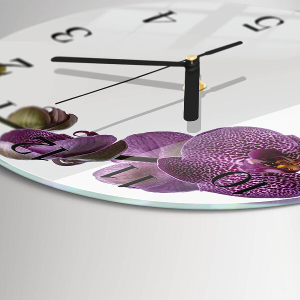 Wanduhr rund Orchidee