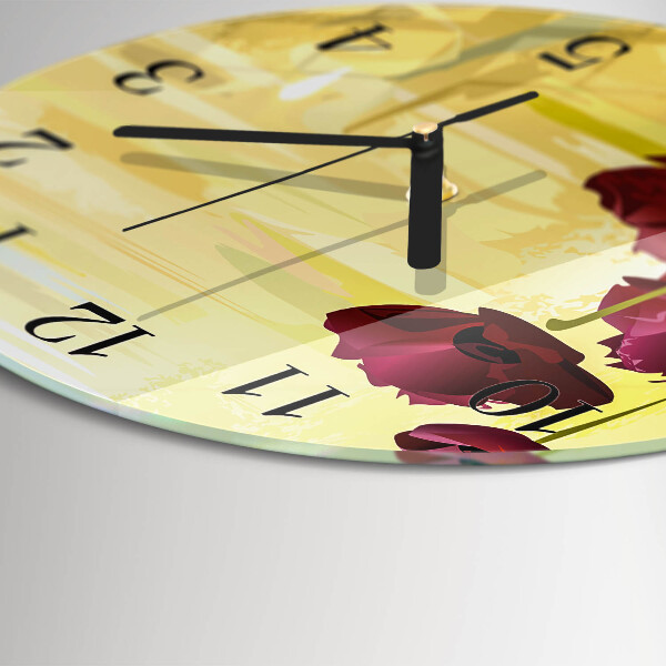 Wanduhr rund Mohnblumen