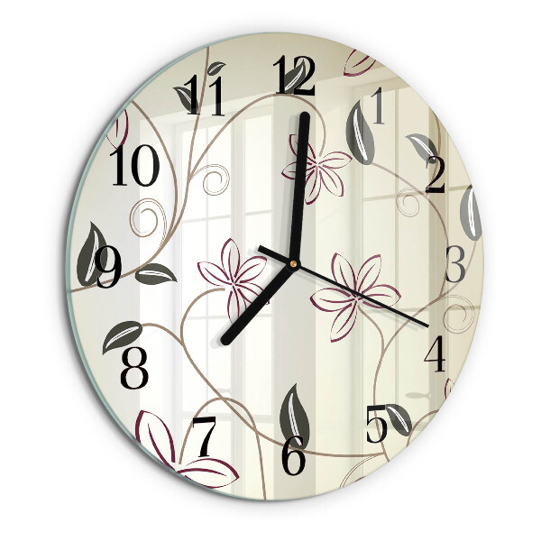Wanduhr rund Blumenkunst