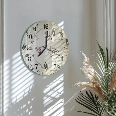 Wanduhr rund Blumenkunst