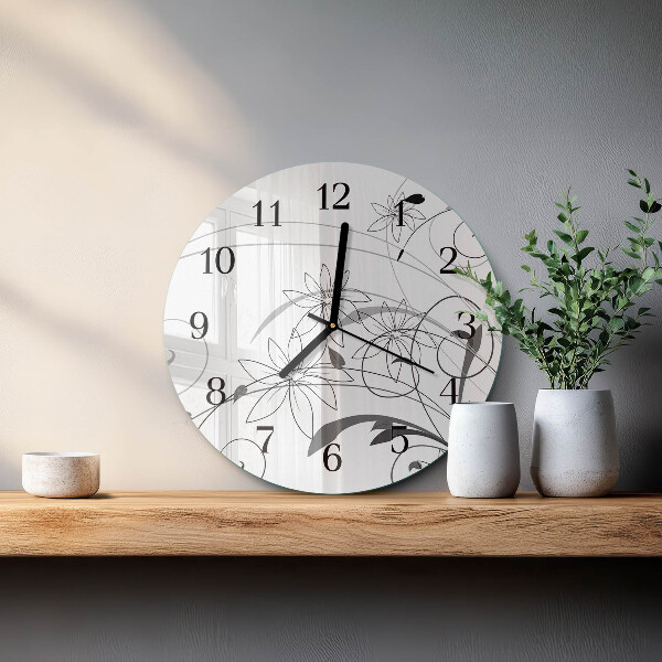 Wanduhr rund Blumenkunst