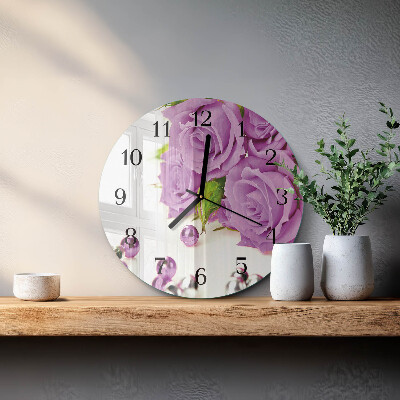 Wanduhr rund Rosen