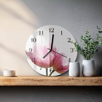 Wanduhr rund Tulpen