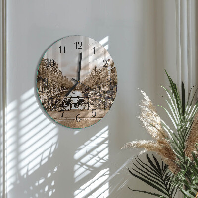 Wanduhr rund Amsterdam Sepia