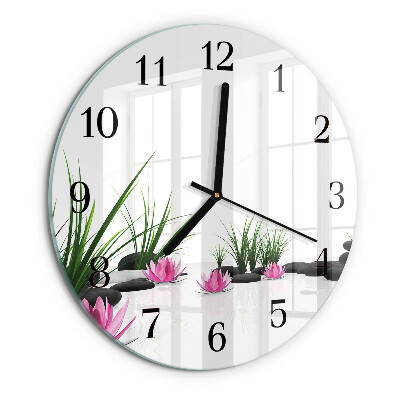 Wanduhr rund Lotosblume