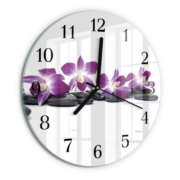 Wanduhr rund Orchidee