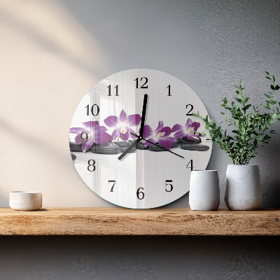 Wanduhr rund Orchidee