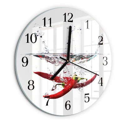 Wanduhr rund Chilischoten
