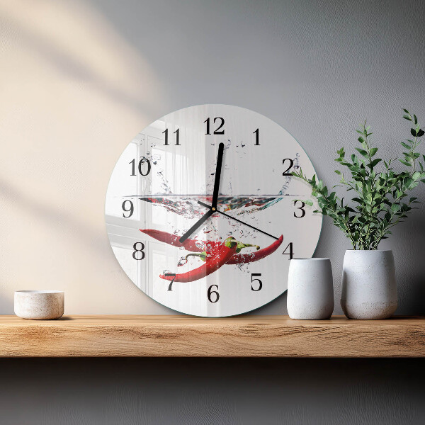 Wanduhr rund Chilischoten