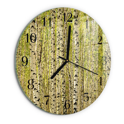 Wanduhr rund Birkenwald