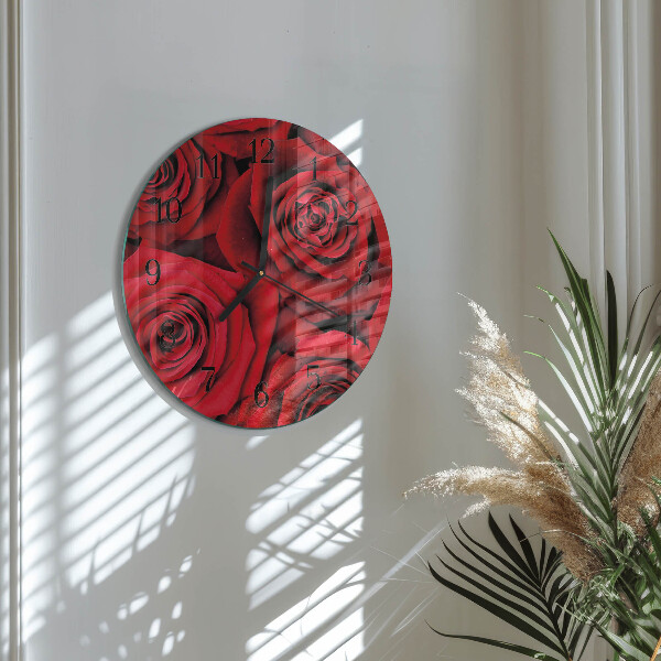 Wanduhr rund Rosen