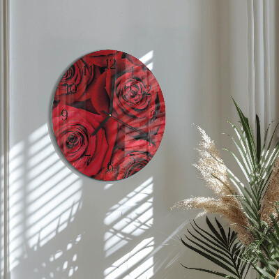 Wanduhr rund Rosen