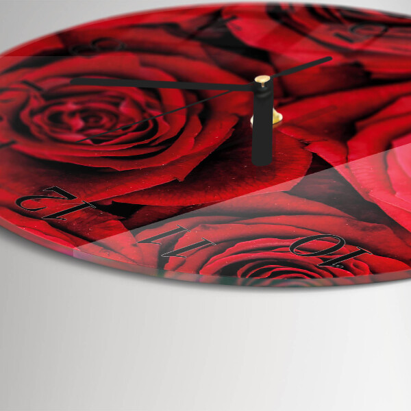 Wanduhr rund Rosen