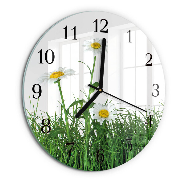 Wanduhr rund Gänseblümchen