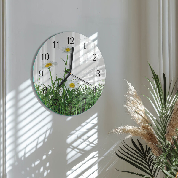 Wanduhr rund Gänseblümchen