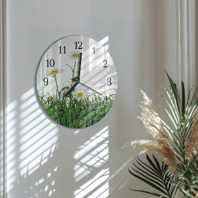 Wanduhr rund Gänseblümchen