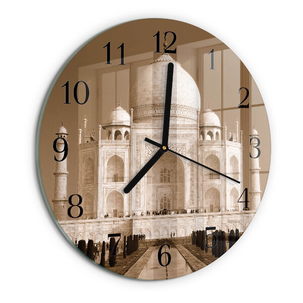 Wanduhr rund Taj Mahal Sepia