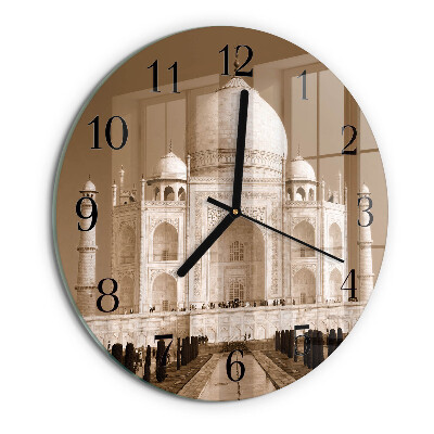 Wanduhr rund Taj Mahal Sepia