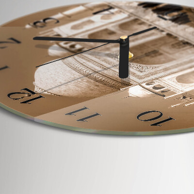 Wanduhr rund Taj Mahal Sepia