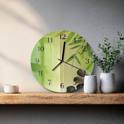 Wanduhr rund Bambussteine