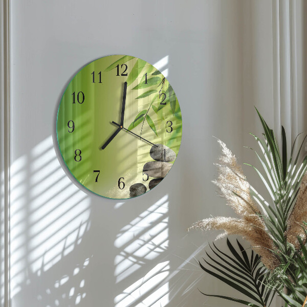 Wanduhr rund Bambussteine