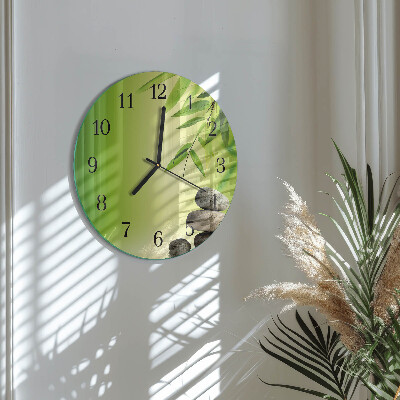 Wanduhr rund Bambussteine