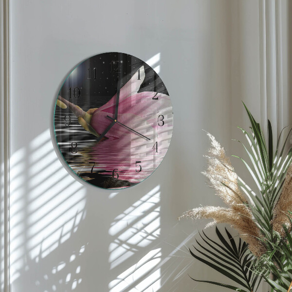 Wanduhr rund Magnolienblüte