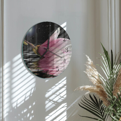 Wanduhr rund Magnolienblüte