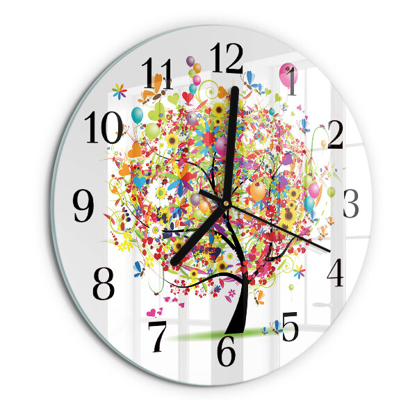 Wanduhr rund Bunter Baum
