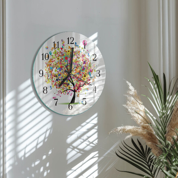 Wanduhr rund Bunter Baum