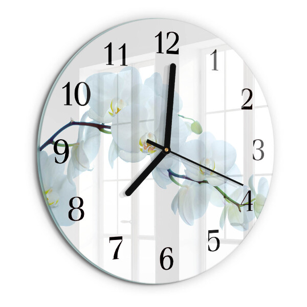 Wanduhr rund Orchidee