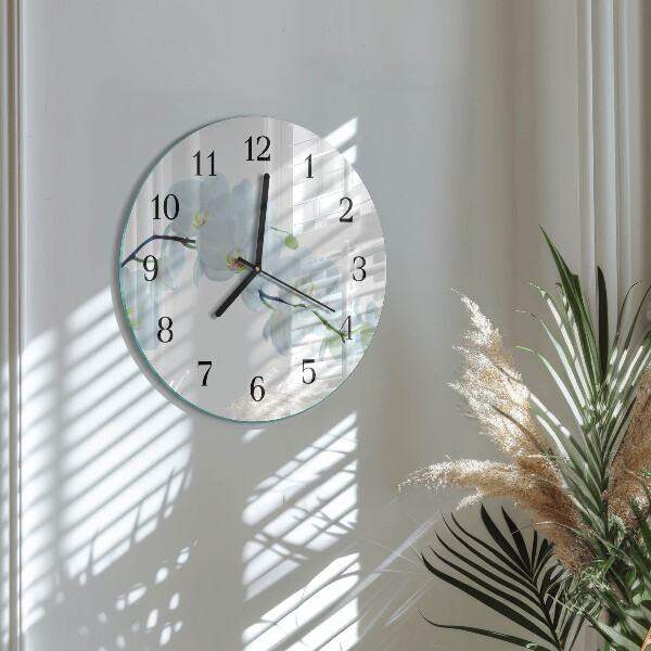 Wanduhr rund Orchidee