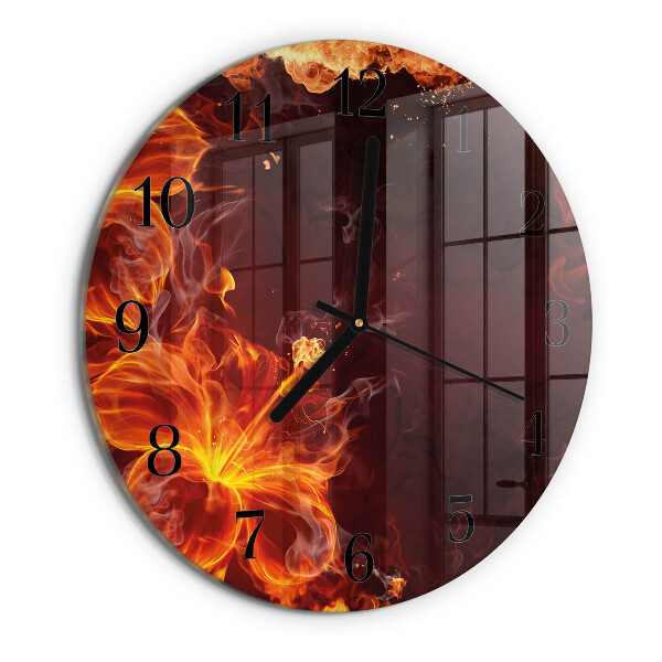 Wanduhr rund Blumen des Feuers