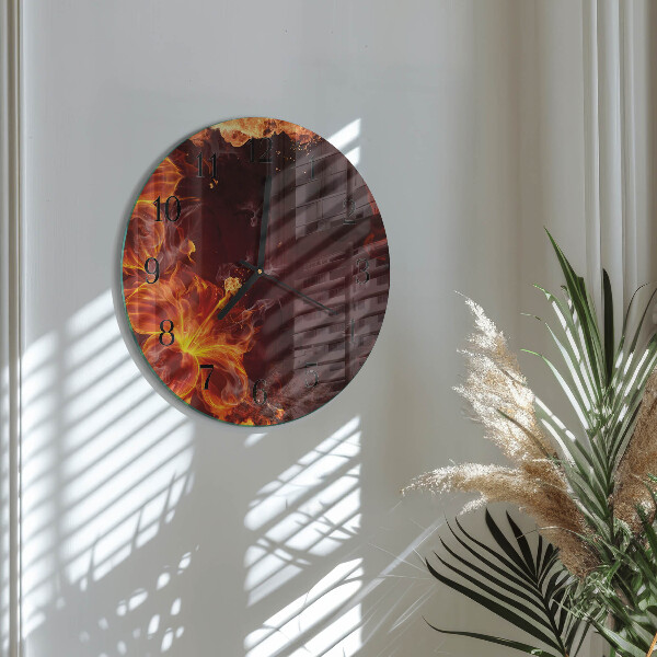 Wanduhr rund Blumen des Feuers