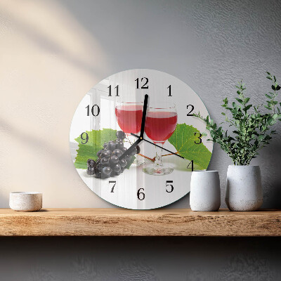 Wanduhr rund Trauben für Wein