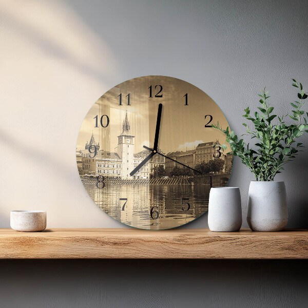 Wanduhr rund Sepia Castle