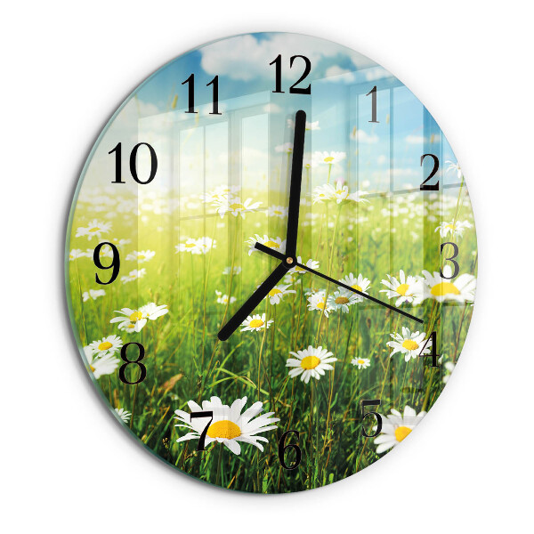 Wanduhr rund Gänseblümchen