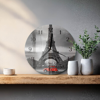 Wanduhr rund Eiffelturm-Auto