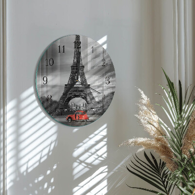 Wanduhr rund Eiffelturm-Auto