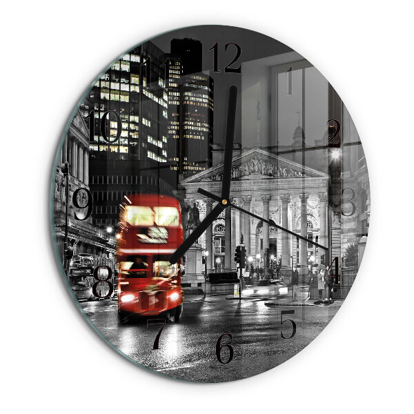 Wanduhr rund Londoner Bus