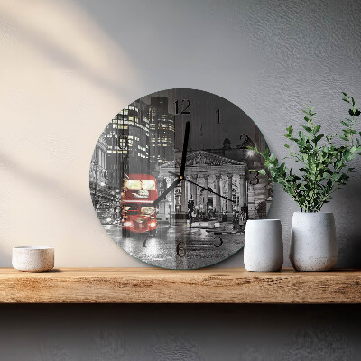 Wanduhr rund Londoner Bus