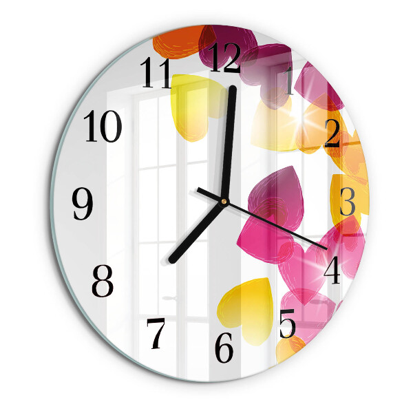 Wanduhr rund Bunte Herzen